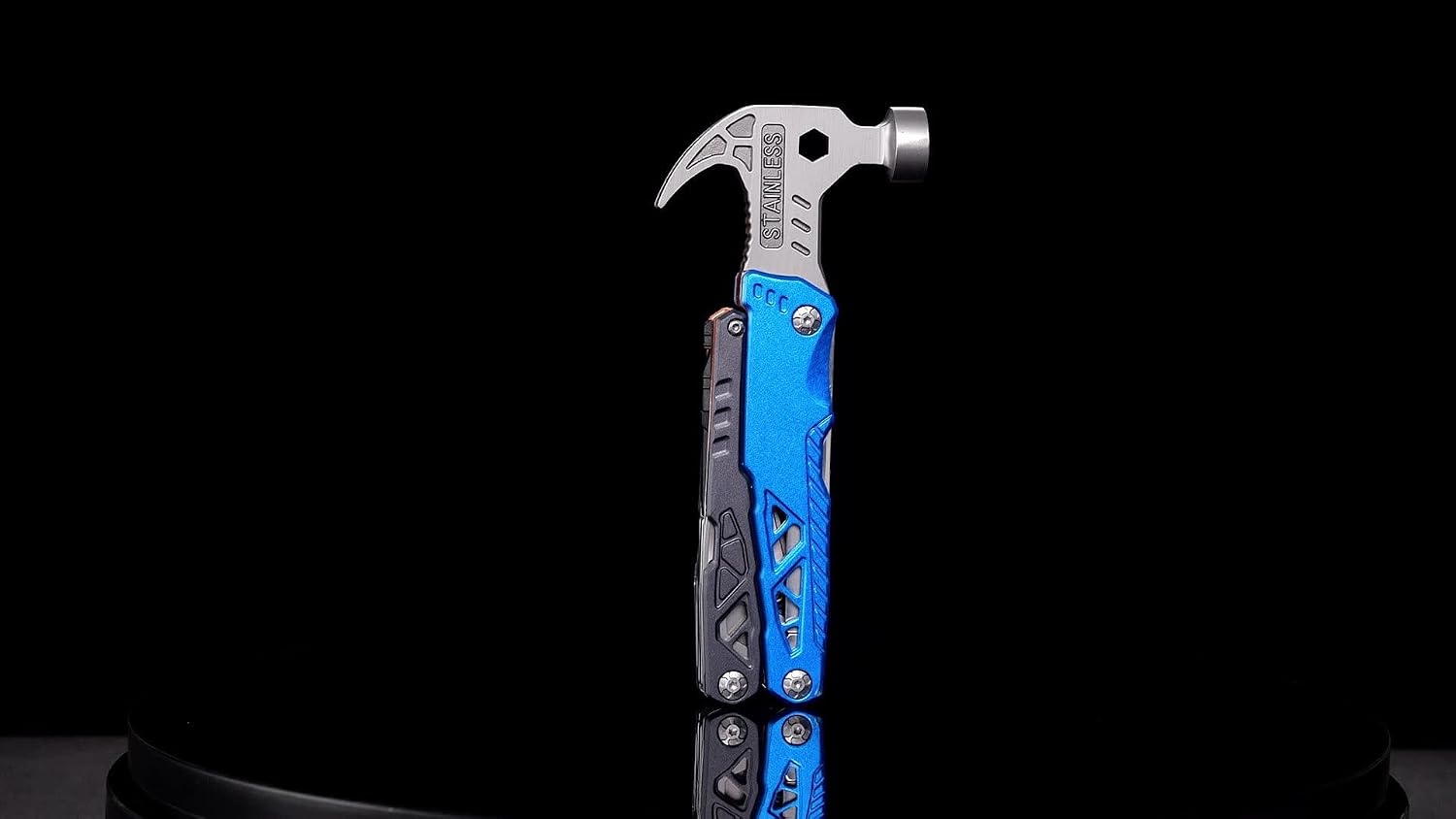 Steel Multifunction Tool, Aluminum Alloy and Stainless Steel Construction, Blue Compact Multi Tool with Folding Design, Portable Utility Gadget for Home, Outdoor, Camping, and Travel Use
