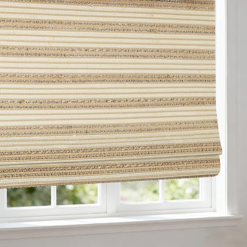 Blackout Bamboo Roman Shades, Cordless Custom Woven Wood Shade, Harvest