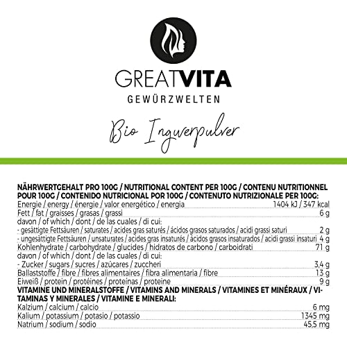 GreatVita Bio Ingwer Pulver, 250g 100% reine Ingwerwurzel ohne Zusätze - Image 4