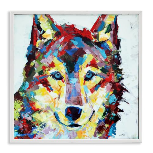 Urban Wolf Abstract Portrait, 12 x 12 Inch Framed Giclée Print