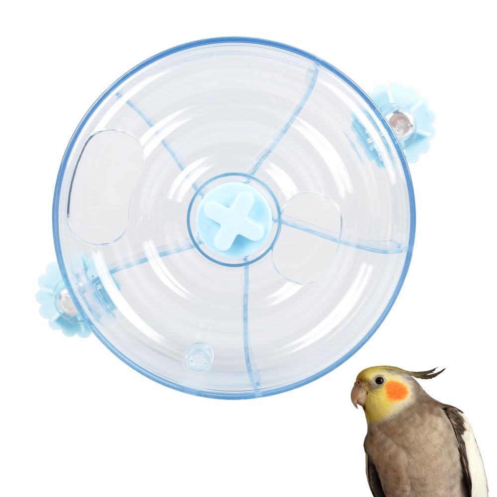 Parrot Spinner Toy,Interactive Spinner Rattle Toy for Bird Chewing Entertainment Exercise Conure Budgies, blue