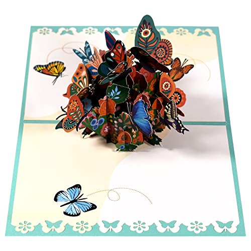 Greeting Art Butterfly Birthday Pop Up Card, Butterfly Flower 3D Greeting Card For Women Wife Girl Daughter, Mothers Day Thinking Of You Anniversary Valentines Day #TOP5