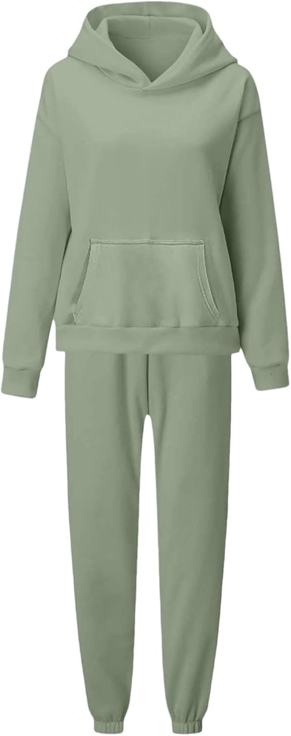 Womens 2 Piece Outfits Lounge Hoodie Sweatsuit Sets Tracksuit Sweatshirt Baggy Fall Comfy Sweatpants with Pockets