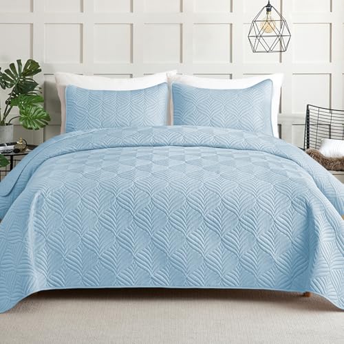 Whale Flotilla Moderne Tagesdecke 260x280 cm, Bettüberwurf mit 2 Kissenbezüge, Mikrofaser Bettdecke mit Prägemuster, Leichte und Weiche Bettwäsche...