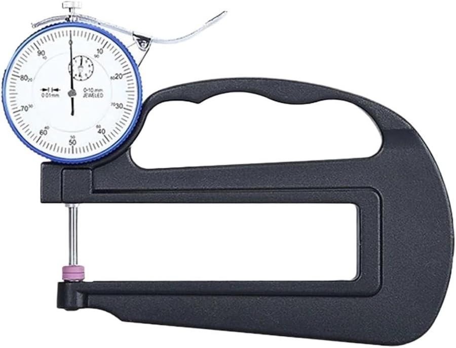 Metal Pointer Caliper Gauge Ceramics Measuring Surface Flat High Precision Thickness Gauge Paper Film Micrometer(Model C 0-1mm)