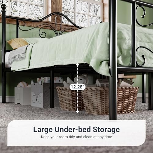 image for Allewie Full Size Bed Frame with Headboard,Metal Bed Frame with Butter