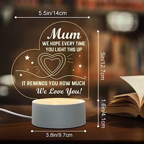 Mum Birthday Gifts from Daughter Son - Christmas Gifts for Mum, Mum Gifts for Birthday, Mother's Day, Thanksgiving - Acrylic USB Low Power Engraved Night Light for Mum, Mother-in-Law, Step Mum