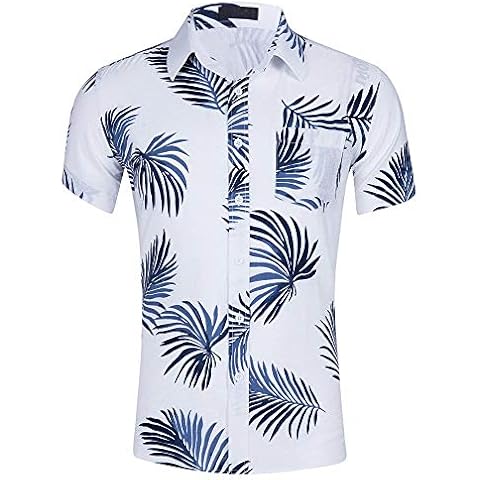 CATERTO Men's Tropical Short Sleeve Floral Print Beach Aloha Hawaiian Quick Dry Shirts, Print12, X-Large Cover