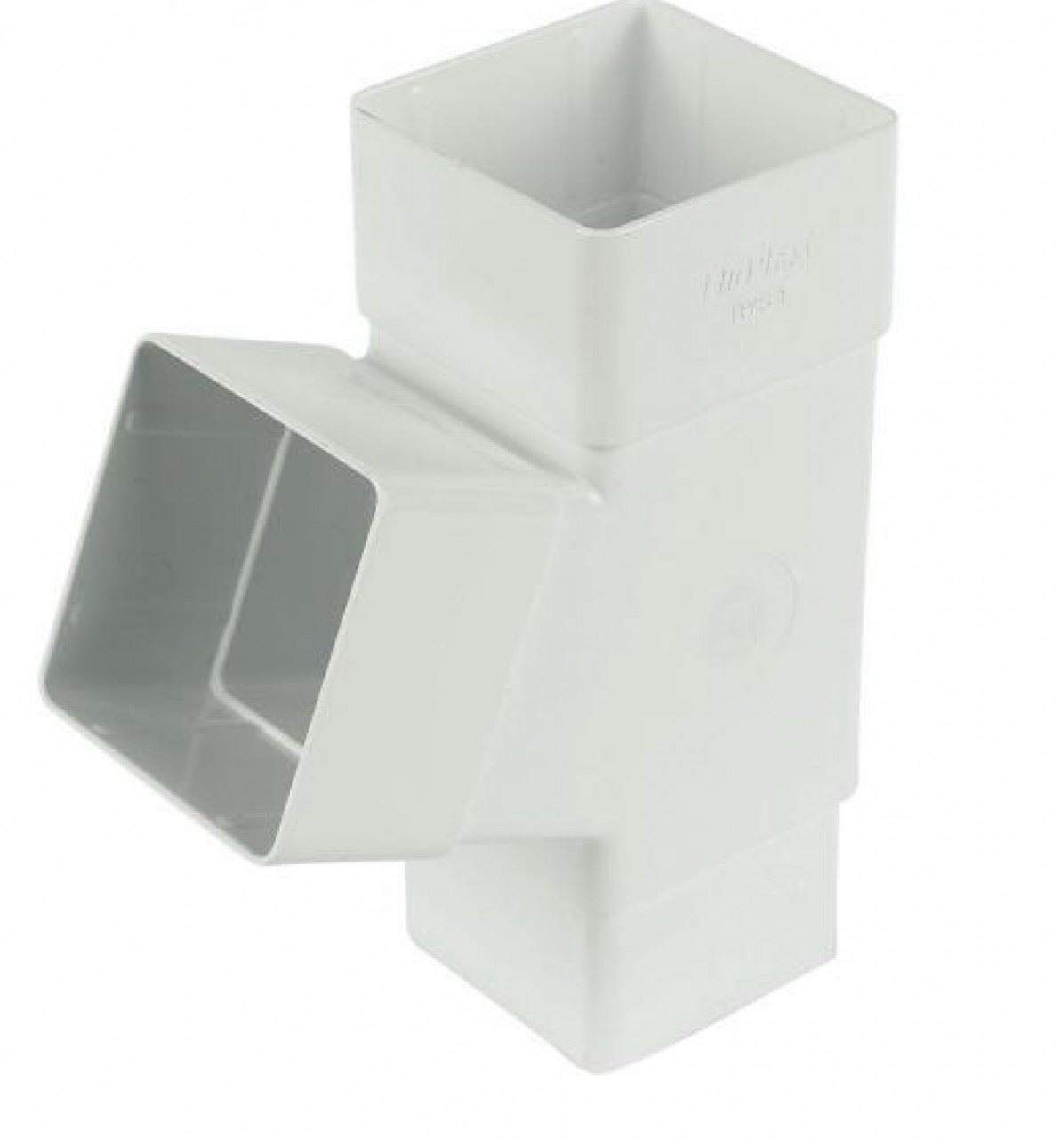 FLOPLAST 65mm Square 67 Degree Downpipe Branch - White - Pack of 2