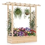 HOMASIS Fioriera da Esterno con 2 Grigliati e Tettuccio, Fioriera con Spalliera da Esterno...