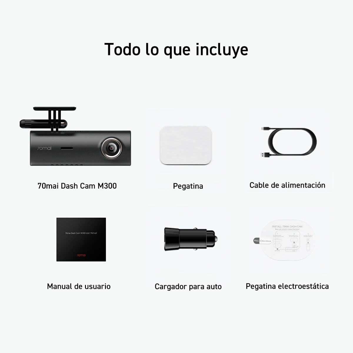 70mai M300 Dashcam 1296p QHD | Dash CAM Auto 140° | Camera WiFi | Entrada de la cámara del Coche - Tarjeta Micro SD 16-128 GB | Sensor WDR y G | Posible monitorización de Aparcamiento y grabación en