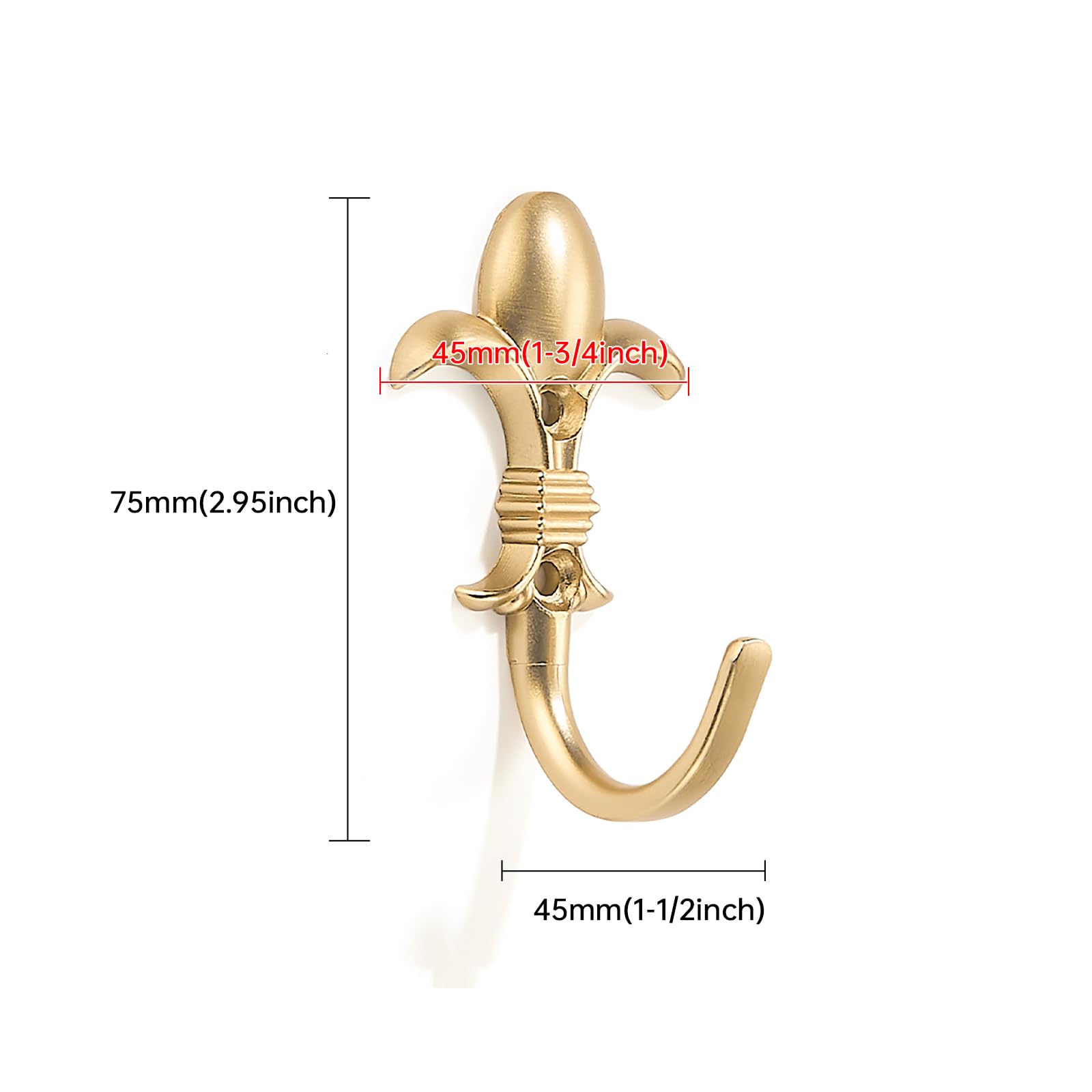 KHTUMEWARE-HK115 Brushed Gold Coat/Robe Hooks 2-Pack in Brushed Gold — KHTUMEWARE