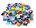Lanyani 3/4 inch Metallic Glass Mosaic Tiles Variety Mix Color Vitreous Square Mosaic Pieces Tile for Art Crafts - 2 Pounds Bulk