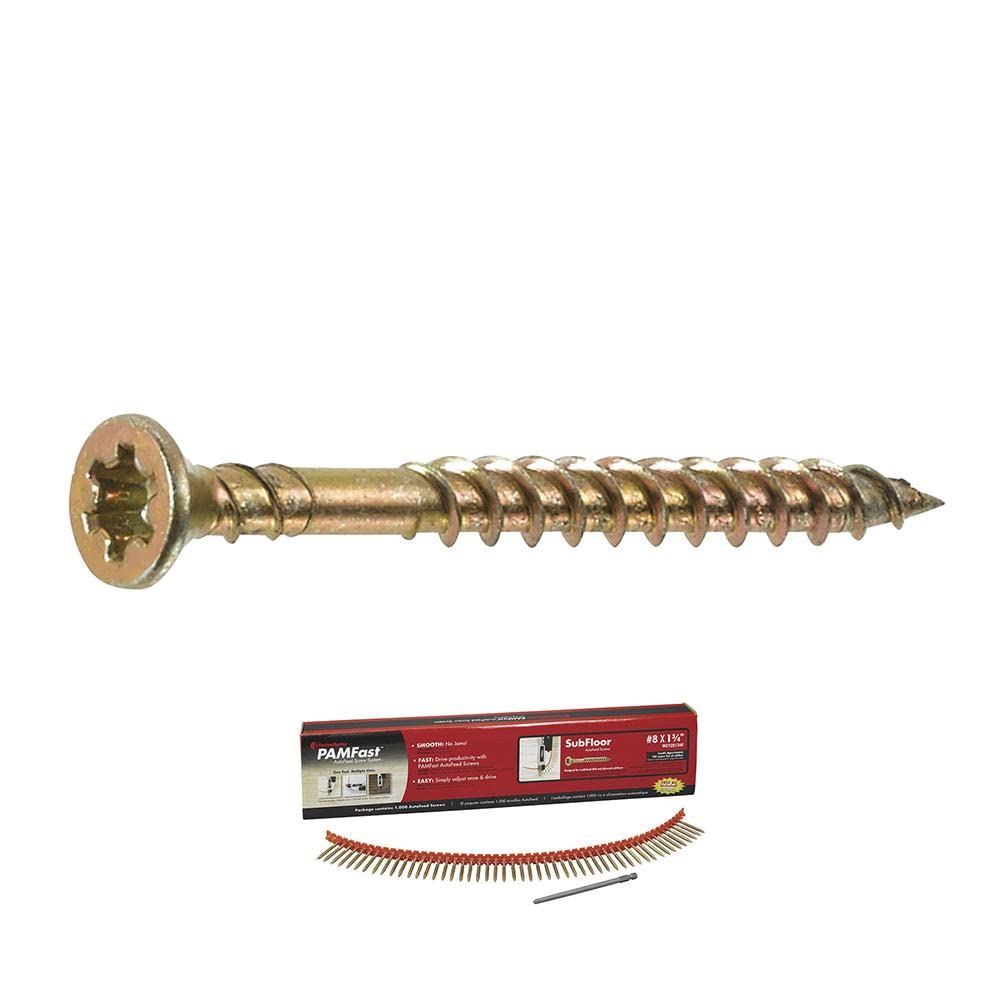 8 x 2 - PAMFast Subfloor Autofeed Screws Yellow Zinc - Carton (1000)1,000