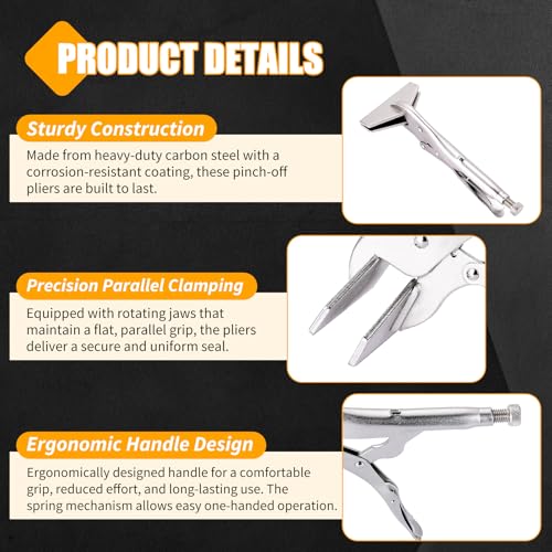 FLKQC 10" Locking Sheet Metal Clamp, 2 Pack Heavy Duty Welding Locking Pliers, Adjustable Opening Flat Jaw Metal Grip Tool, Nickel Plated by FLKQC - Image 3