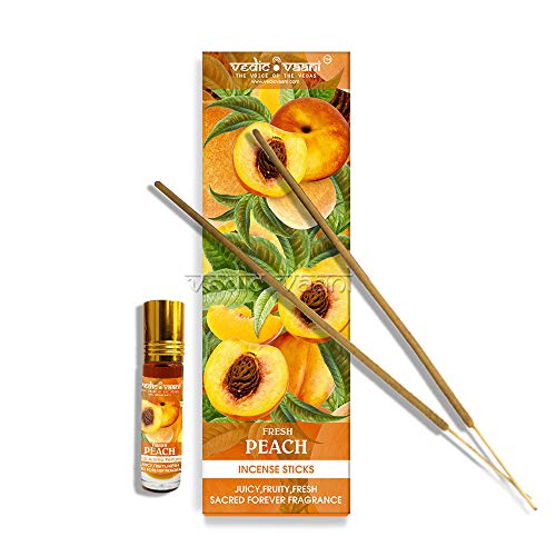 Vedic Vaani Natural Peach Incense Sticks & Perfume Attar #TOP28
