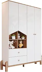 Guarda-Roupa Infantil Ternura 4 Portas 2 Gavetas Branco/Jequitibá - Henn