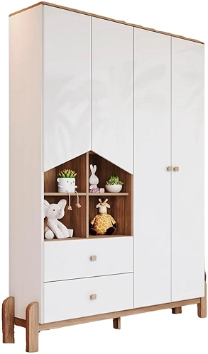 Guarda-Roupa Infantil Ternura 4 Portas 2 Gavetas Branco/Jequitibá - Henn
