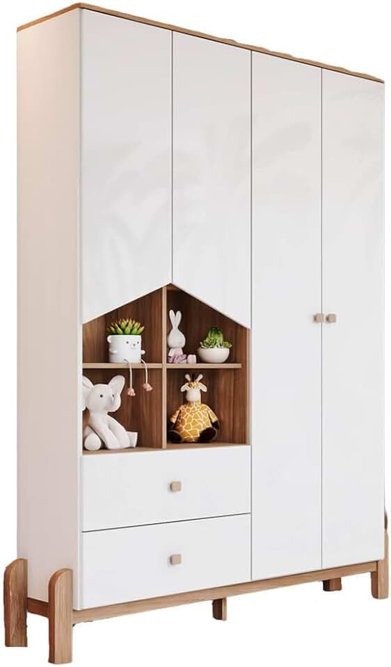 Guarda-Roupa Infantil Ternura 4 Portas 2 Gavetas Branco/Jequitibá - Henn