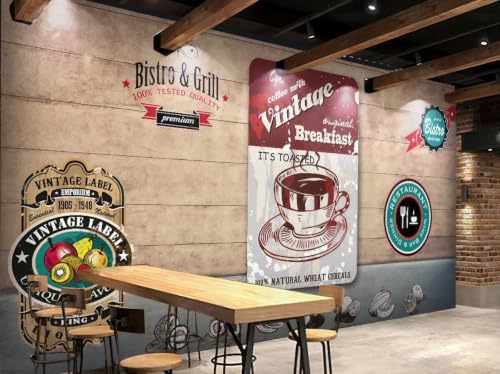 Affiche de Café Papier Peint Mural Restaurant 3D Retro - 2