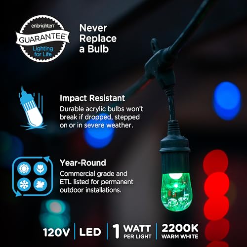 Enbrighten Classic Outdoor String Lights, 20ft, 10 Lights, Remote Control by Enbrighten - Used condition - Image 2