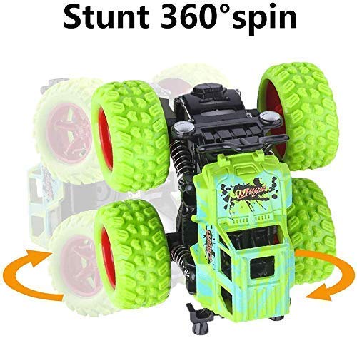 SPIN CART Push and Go Car Pull Back Monster Truck,Friction Powered Cars 360 Degree Stunt Car for Kids and Boys (Pack of 4) 1