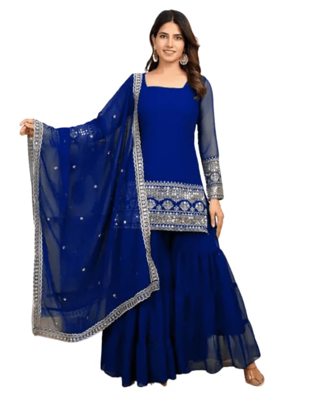 NESH CREATION Women's Heavy Embroidered Full Sleeves Georgette Sharara Set For Diwali, Navratri, and Wedding - Review, Price and Buying Guide