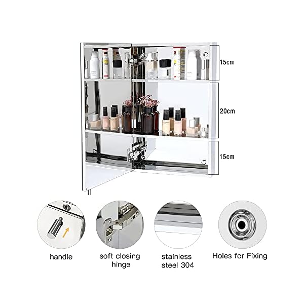 Janboe Stainless Steel Mirror Cabinet - Image 6