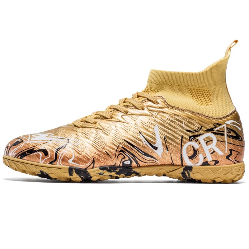 High-Top Soccer Cleats, Sock-Like Design, Artificial Turf Training Shoes, Available in Pink, Gold, Black，Purple;