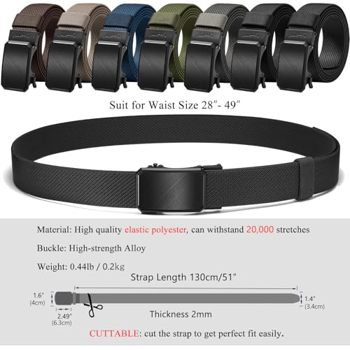 LionVII Mens Ratchet Elastic Belts, 2 Styles of Belt Buckles Bundle2