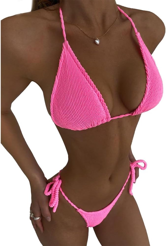 Women Swimsuits Female Micro Bikini Set Solid Thong Brazilian Swimwear Bathing Suit Swimming Suits, M