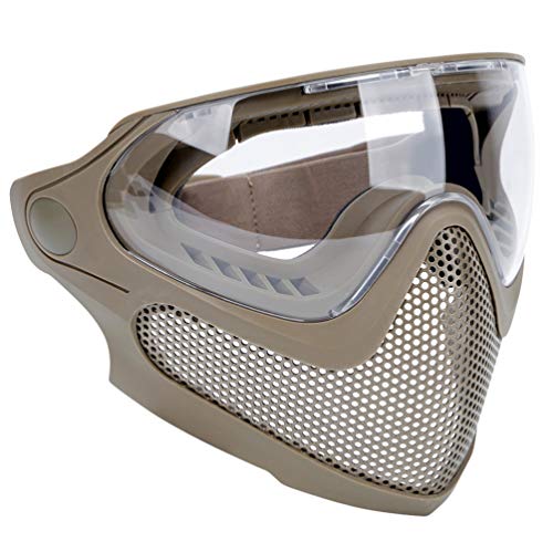 Wakauto 1 máscara de combate de modo duplo para jogos ao ar livre, máscara protetora de tela de aço, máscara unissex para jogos ao ar livre (cor do solo)