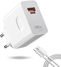 100W Charger with 6A USB C Cable 1 m for Honor 400 200 Pro 200 Lite Magic 8 7 5 6, 2-Port Quick Charger Socket for Honor 90 Smart X6b X7b 70 Lite X8a X7a X6a X8b X7b Magic V2 V3 PAD 9