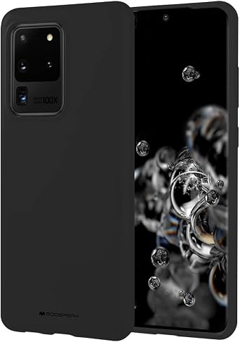 غطاء جيلي ناعم الملمس من GOOSPERY لهاتف Samsung Galaxy S20 Ultra Case 2020 Silky Slim Bumper باللون الأسود