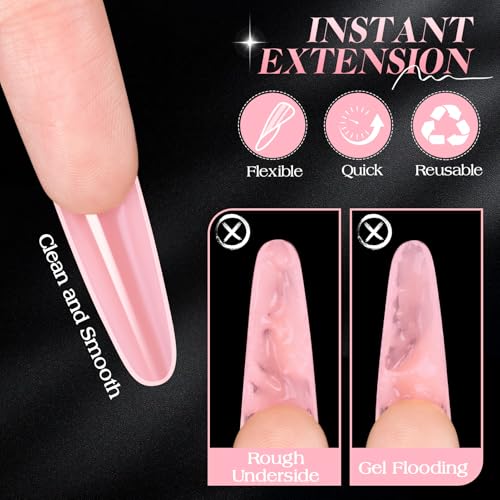 Kiiwah 180 Stück Sandwich Dual Nail Form, Polygel Nägel Set Nagelverlängerung Verlängerung Sandwich Dual Tips für Anfänger Profis (Almond)