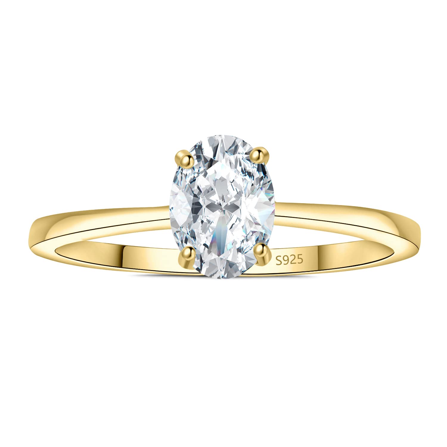 JewelryPalace Klasyczny 1ct 2ct owalny cyrkonia Solitaire Pierścionek zaręczynowy Damski pierścionek zaręczynowy Srebro 925 Obrączki Różowe złoto Złoto