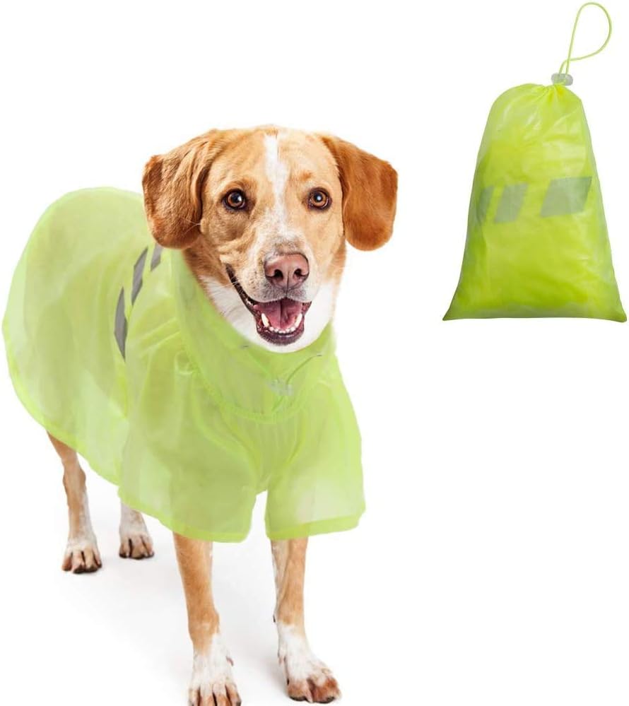 Dog Raincoat for Small to Large Dogs - Waterproof Pet Rain Jacket with Hood, Reflective/Lightweight Rain Poncho Yellow