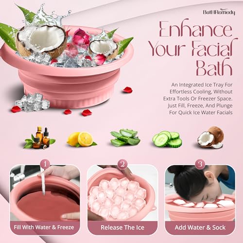 Image of Ice Face Bowl for Skin Care, Foldable Ice Water Bowl for Facial Dip, Reusable Cooling Bowl for Spa, Cold Therapy Bath Bowl for Beauty, Portable Ice Facial Bowl for Daily Skincare (Purple)