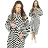 Fleece Robes Women Thick Plush Womens Robe Cozy Ladies Bathrobe Bath Robes Female Long & Soft, Christmas Black & White Robe