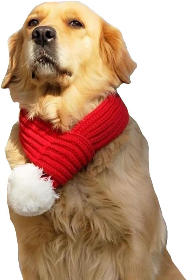 FLAdorepetChristmas Santa Scarf for Small to Large Dog,Pet Holiday Party Costume Dog Accessories (XL, Red)