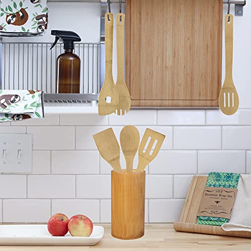 Woodme Wooden Spoon For Cooking 6Pcs Bamboo Wooden Kitchen Utensil Set Wood Spatula For Nonstick Cookware Pans Easy To Clean Quality Gift & Everyday Use #TOP5