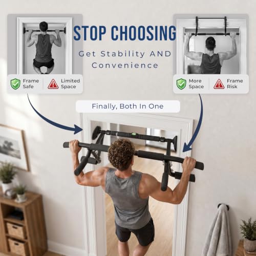 EAST MOUNT Doorway Pull Up Bar, Adjustable Height, Leave Installed, Full Range Pull-Ups, No Drill Home Gym Equipment, Multi-Grip Pull Up Bar, Holds up to 440 LBS by EAST MOUNT - Image 2