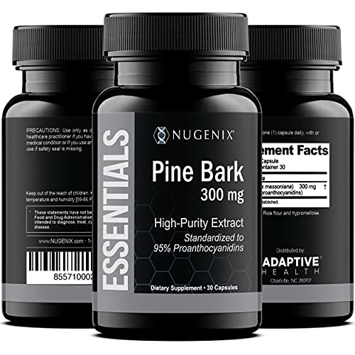 Nugenix Essentials Pine Bark Extract - 300mg, 95% Proanthocyanidins - Antioxidant and Anti-inflammatory, Supports Increased Blood Flow