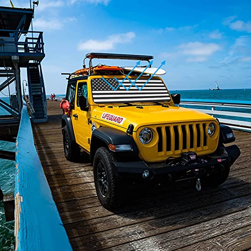 Big Ant Windshield Sun Shade,American Flag Car Sun Shade For Wrangler Rubicon Sahara Tj Jk Jku 2 Door & 4 Door, Uv Rays Blocker Sun Visor Shade Keep Vehicle Cool,Black #TOP5