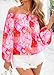 KIRUNDO Early Fall Fashion Off The Shoulder Tops for Women 2025 Boho Floral Blouse Long Sleeve Shirts Going Out Clothing(Pink Red Flower, Large)