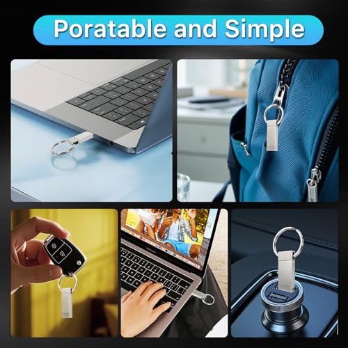 Chiavetta Usb 512 Gb, Poxfun Alta Capacità 3.0 Usb Unità Pendrive Impermeabile Pen Drive, Compatibile Con Computer Portatile/Desktop/Pc, Con Portachiavi (Argento) - 4