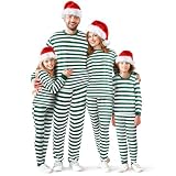 Liitrsh Xmas Family Striped Pajamas, Women, Medium, Green White