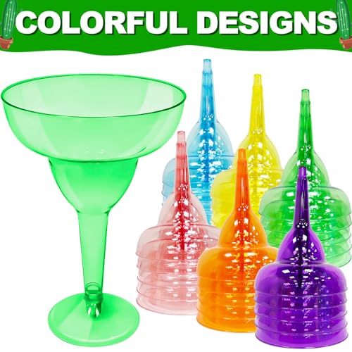 TURNMEON 30 Pack Plastic Margarita Glasses 12 oz Disposable Neon Cocktail Cups for Cinco de Mayo Decorations Mexican Fiesta Party Decorations Fun Taco Tuesday Mexican Theme Party Supplies by TURNMEON - Image 4