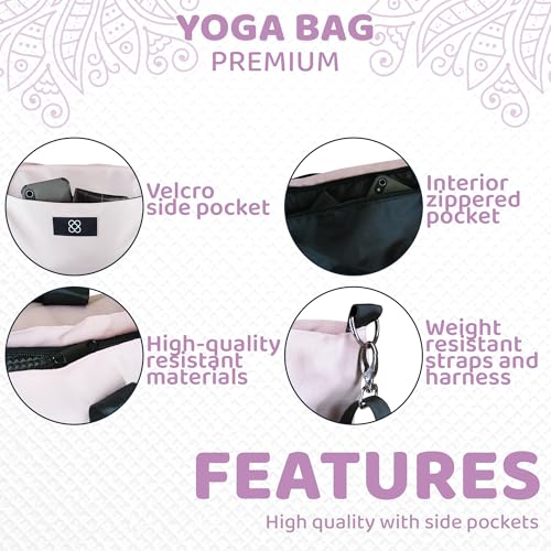 DOJA Barcelona Yogatasche XXL Groß Rosa - Robuste und Geräumige Yoga Tasche für Matte und Zubehö - Yogamatte Tasche mit Griffen, Schultergurt und Taschen - Ideal für Yoga Damen und Alltagstauglich