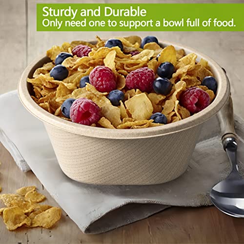 Homestockplus 32 Oz Deep Paper Bowls Disposable Soup Bowls Disposable Heavy Duty Compostable Bowls, Eco-Friendly Sugarcane Bagasse Biodegradable Bowls For Soup, Salad, Dessert, Ice Cream [50 Pack] #TOP6